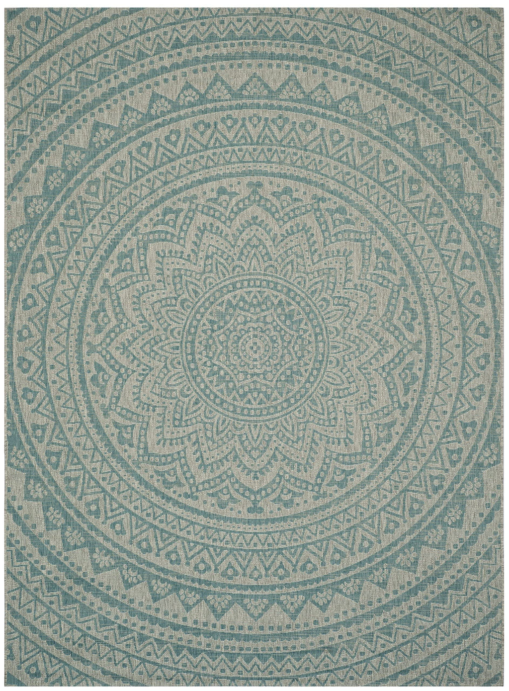 Safavieh Courtyard Collection 8' X 11' Light Grey / Aqua Cy8734 Indoor/ Outdoor Waterproof Easy Cleaning Patio Backyard Mudroom Area Rug