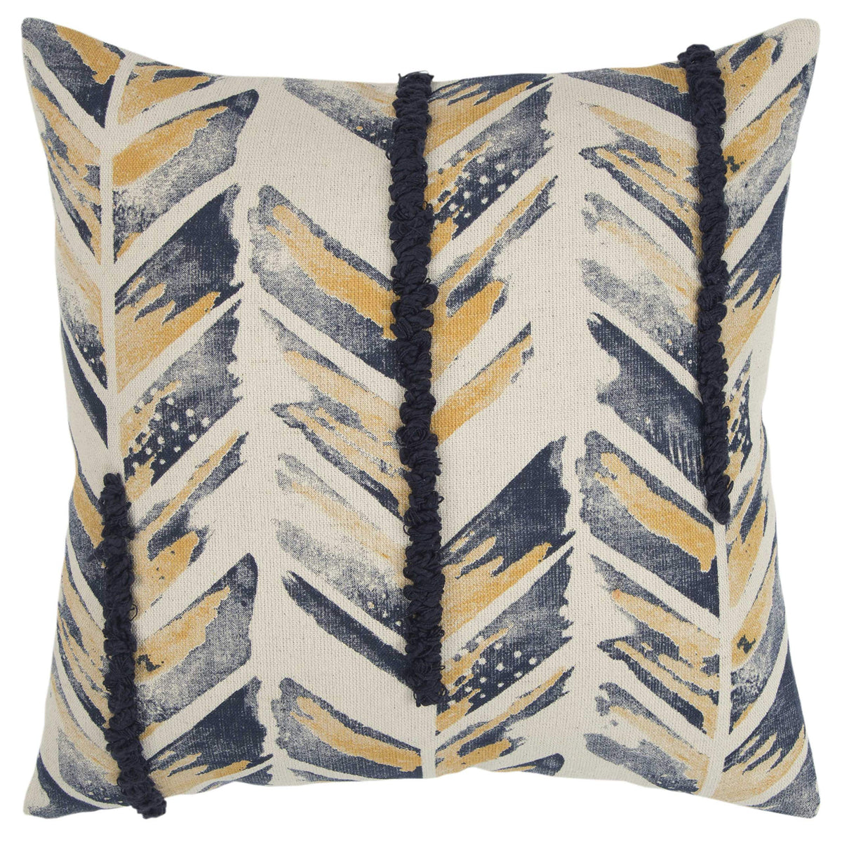 Rizzy Home T14072 Decorative Pillow, 20&quot; X 20&quot;, Dk Blue/Yellow