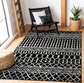 SAFAVIEH Tulum Collection Accent Rug - 3 x 5, Black & Ivory, Moroccan Boho Distressed Design, Non-Shedding & Easy Care, Ideal 