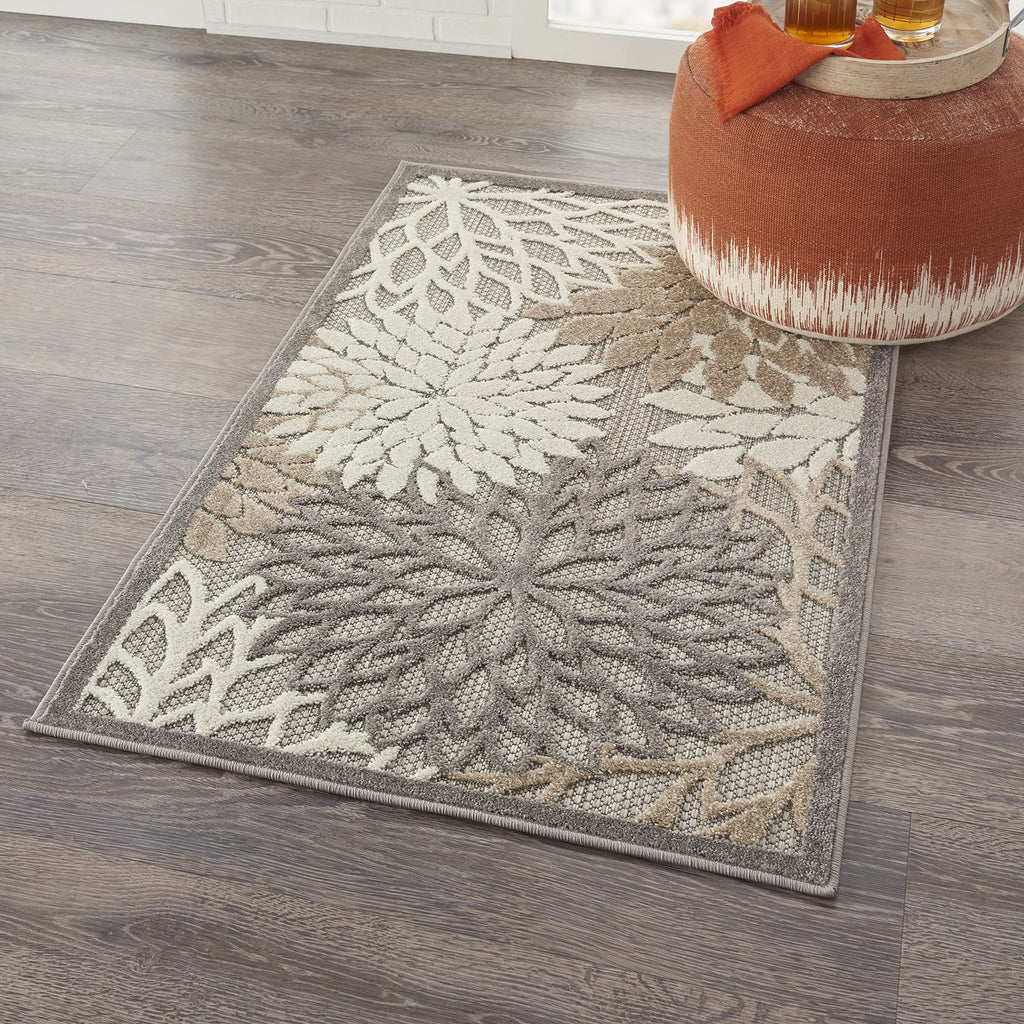 Nourison Aloha Indoor/Outdoor Area Rug 2' 8' X 4', Natural, Rectangular Tropical Botanical Easy-Cleaning Non Shedding Bed Room Living Room Dining Room Deck Backyard Patio