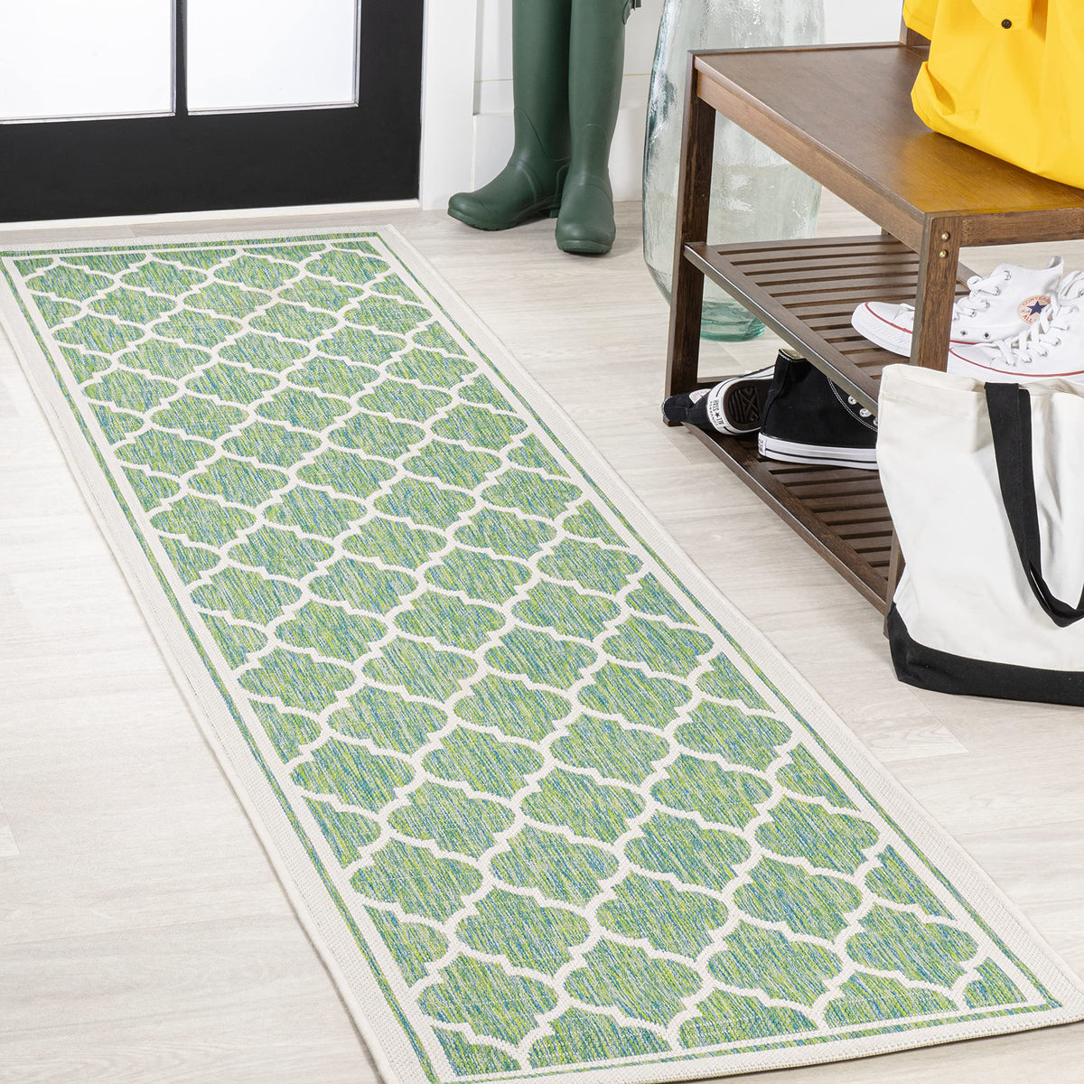 Jonathan Y Smb109I-28 Trebol Moroccan Trellis Textured Weave Indoor Outdoor Area Rug, Bohemian Modern Coastal Easy Cleaning,Bedr