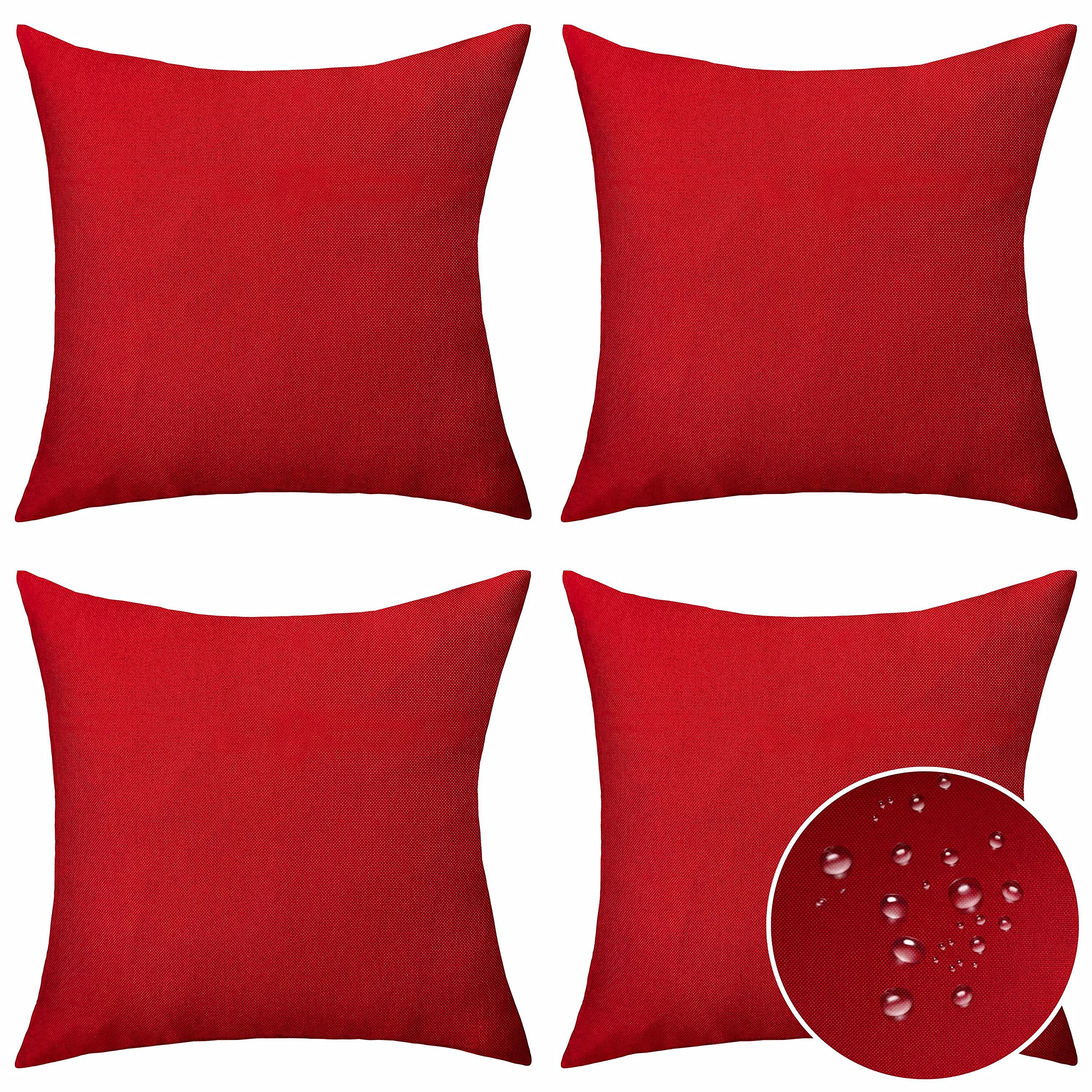 Home Brilliant Outdoor Pillow Covers 20X20 Set Of 4, Red Outdoor Throw Pillows For Couch Patio Waterproof Slipcovers For Holiday