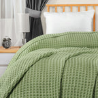 Utopia Bedding Cotton Waffle Blanket 300 Gsm (Sage Green - 90X108 Inches) Soft Lightweight Breathable Bed Blanket King Size Laye