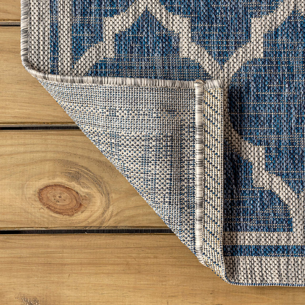 Jonathan Y Smb109D-4 Trebol Moroccan Trellis Textured Weave Indoor Outdoor Area-Rug Bohemian Modern Easy-Cleaning Bedroom Kitchen Backyard Patio Non Shedding, 4 X 6, Navy/Gray