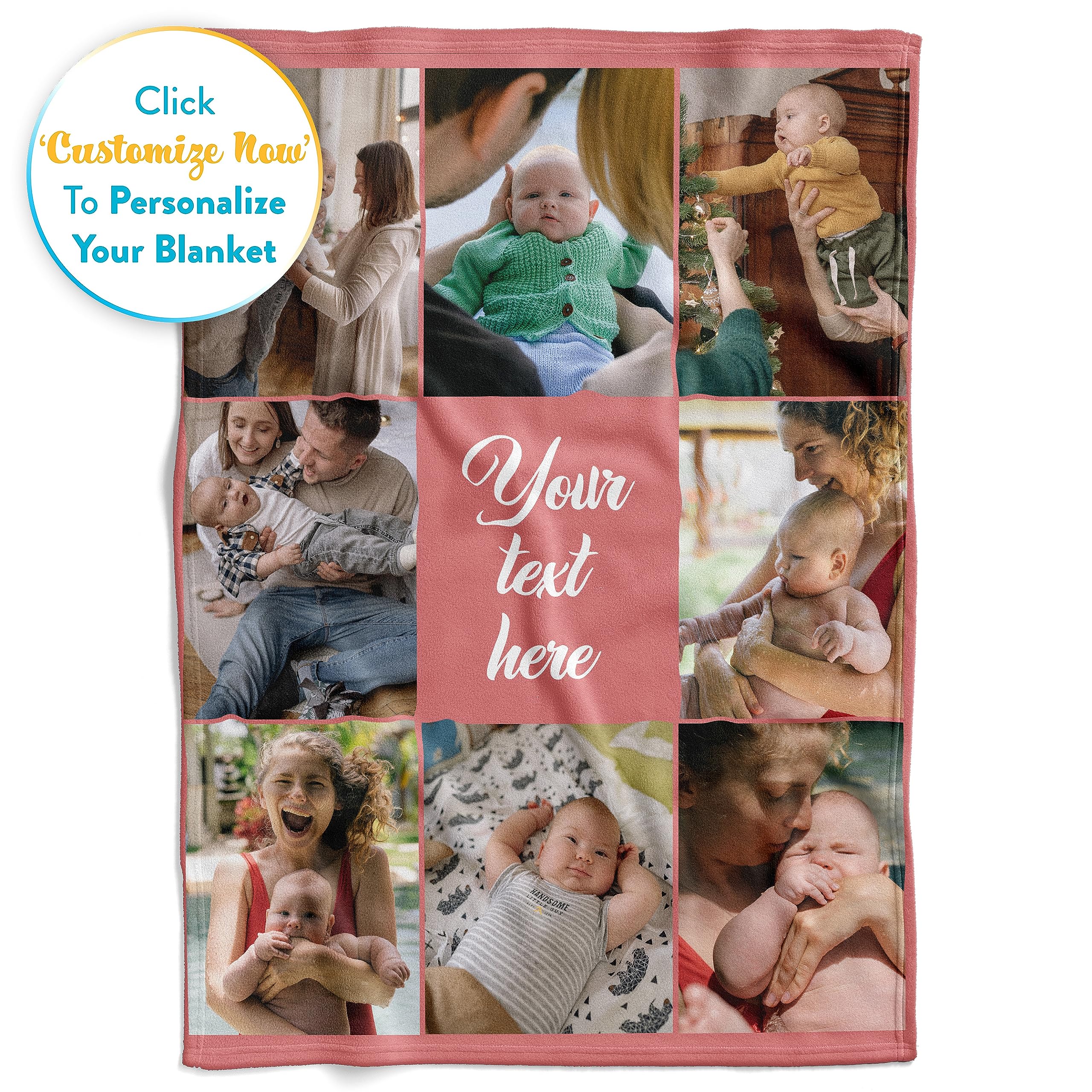 Ships Next Day, Custom Blanket With Picture And Text - Printed In Usa, Personalized Photo Blanket With Text (Fleece 60X80)