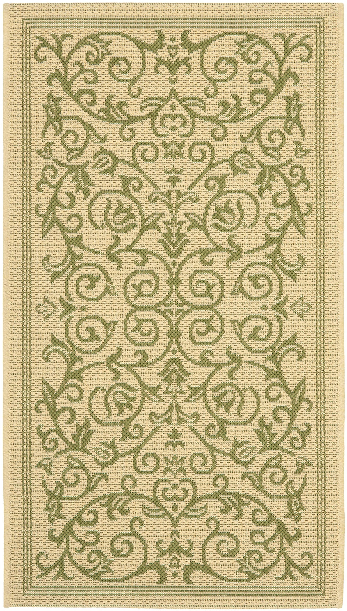 Safavieh Courtyard Collection Accent Rug - 2' X 3'7', Natural & Olive, Indoor/Outdoor & Washable, Ideal For High Traffic Areas