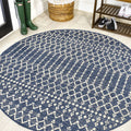 JONATHAN Y SMB108K-3R Ourika Moroccan Geometric Textured Weave Navy/Beige 3 Round Indoor/Outdoor Area Rug, Pet Friendly, Non-Sh