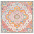 SAFAVIEH Crystal Collection 7 Square Light Blue/Fuchsia CRS501B Boho Chic Oriental Medallion Distressed Non-Shedding Living Roo