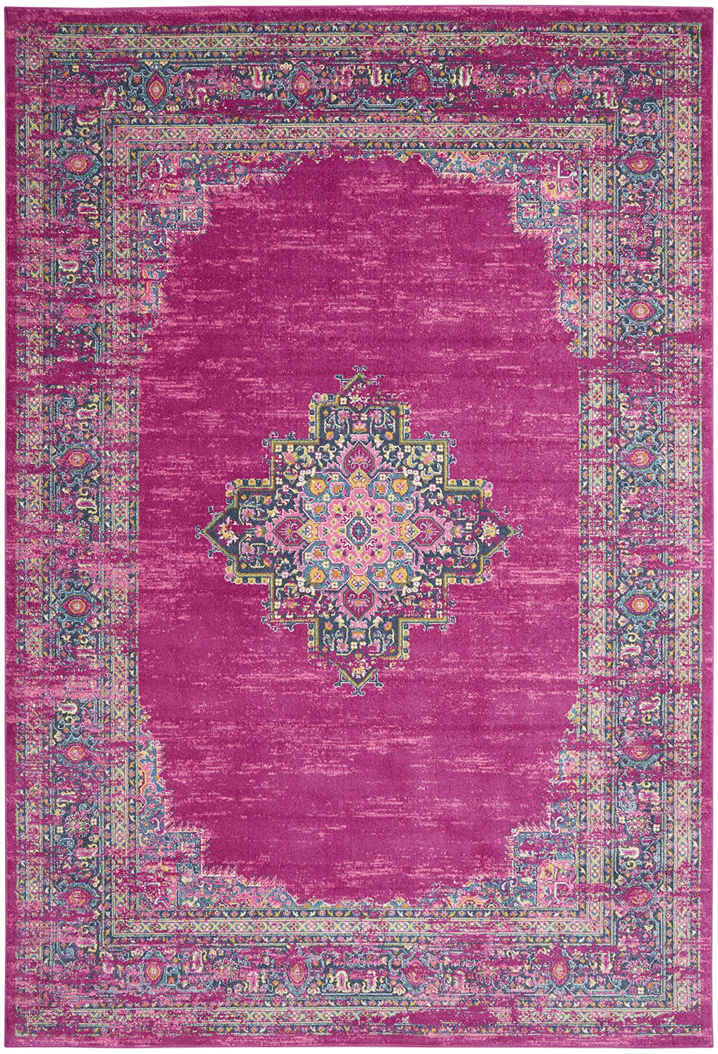 Nourison Passion Fuchsia 9' X 12' Area Rug, Boho, Traditional, Easy Cleaning, Non Shedding, Bed Room, Living Room, Hallway (9X12)