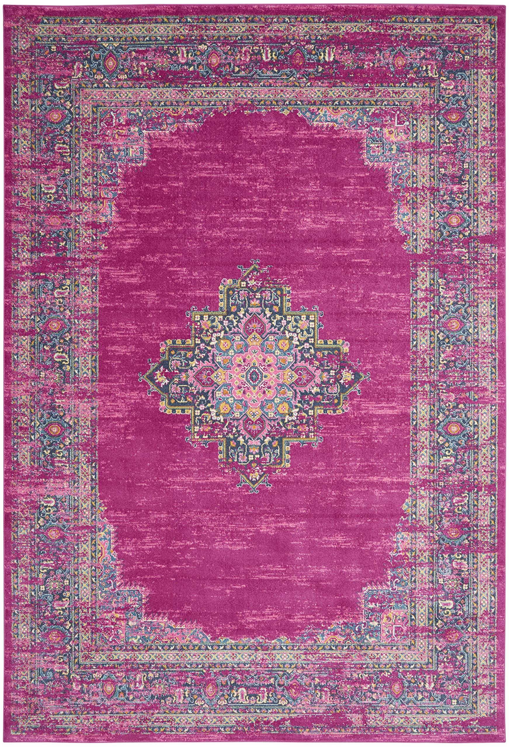 Nourison Passion Fuchsia 9' X 12' Area Rug, Boho, Traditional, Easy Cleaning, Non Shedding, Bed Room, Living Room, Hallway (9X12)