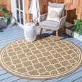 SAFAVIEH Courtyard Collection Area Rug - 4 Round, Brown & Bone, Trellis Design, Non-Shedding & Easy Care, Indoor/Outdoor & Wash