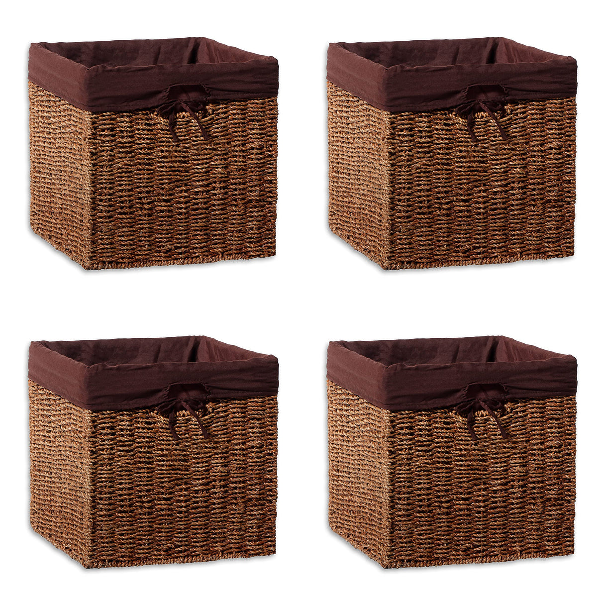 Trademark Innovations Foldable Storage Basket Brown 12L x 12W x 12H