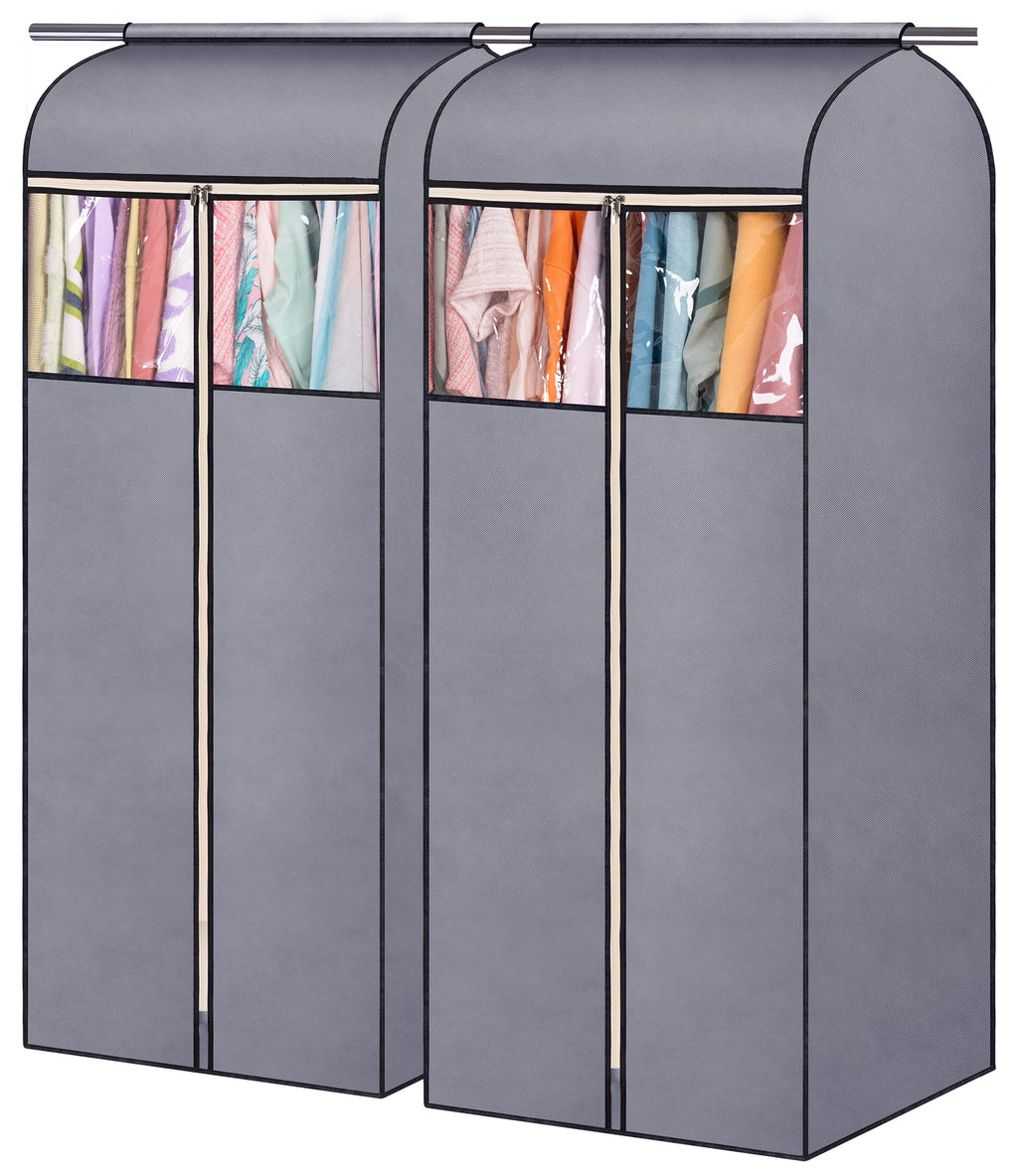 SLEEPING LAMB 60'' Hanging Garment Bags for Closet Storage Sealed Completely Jackets Coats Suits Clothes Rack Cover for Wardrobe