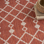 Nourison Positano Indoor/Outdoor Terracotta 5' X 7' Area Rug, Easy- Cleaning, Non Shedding, Bed Room, Living Room, Dining Room, Deck, Backyard, Patio (5X7)