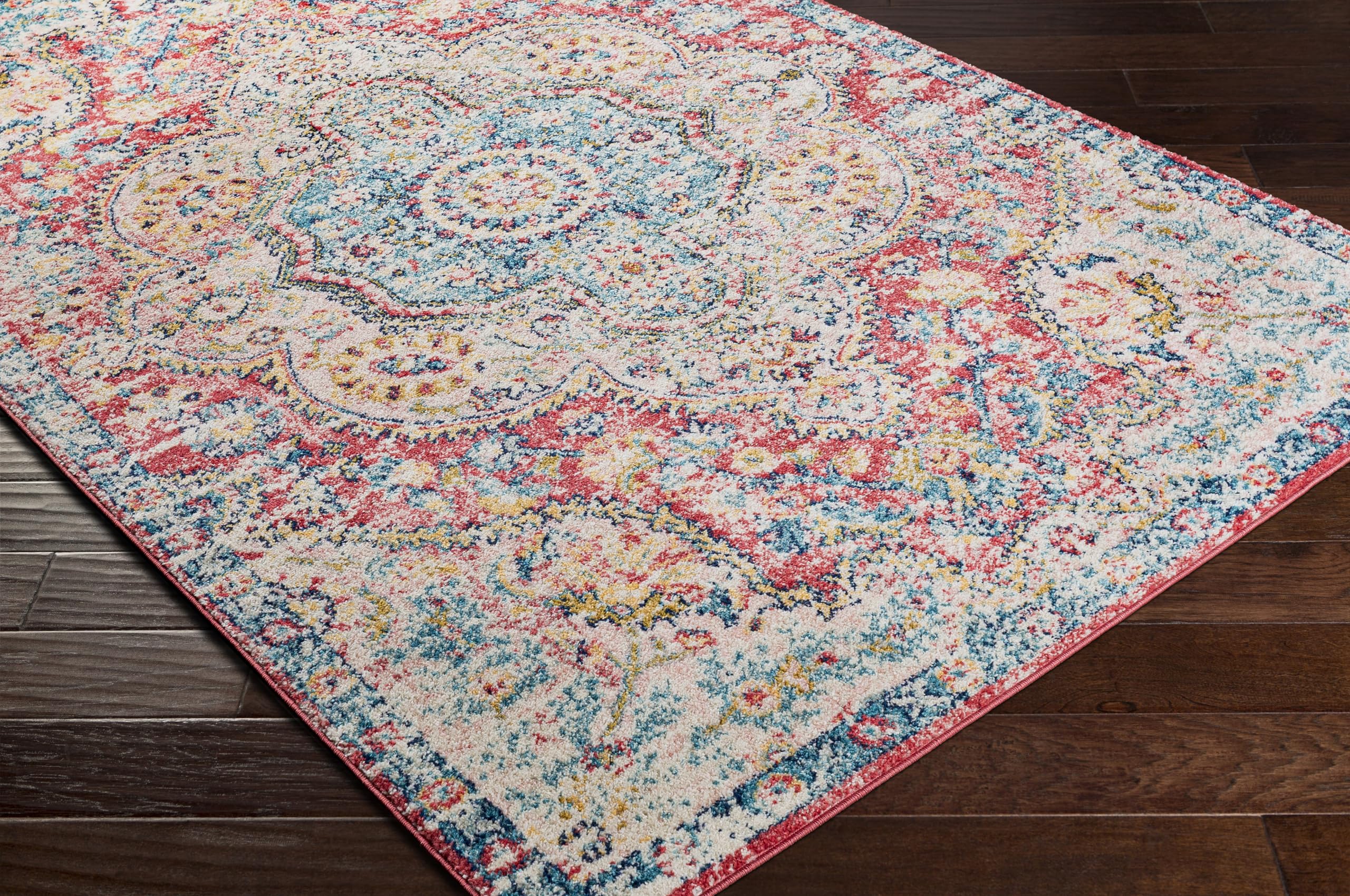 Livabliss Romaine Vintage Medallion Area Rug,2' X 3', Rose/Navy