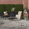 Nourison Aloha Indoor/Outdoor Floral Silver Grey 7'10' X Round Area Rug, (8' Round)