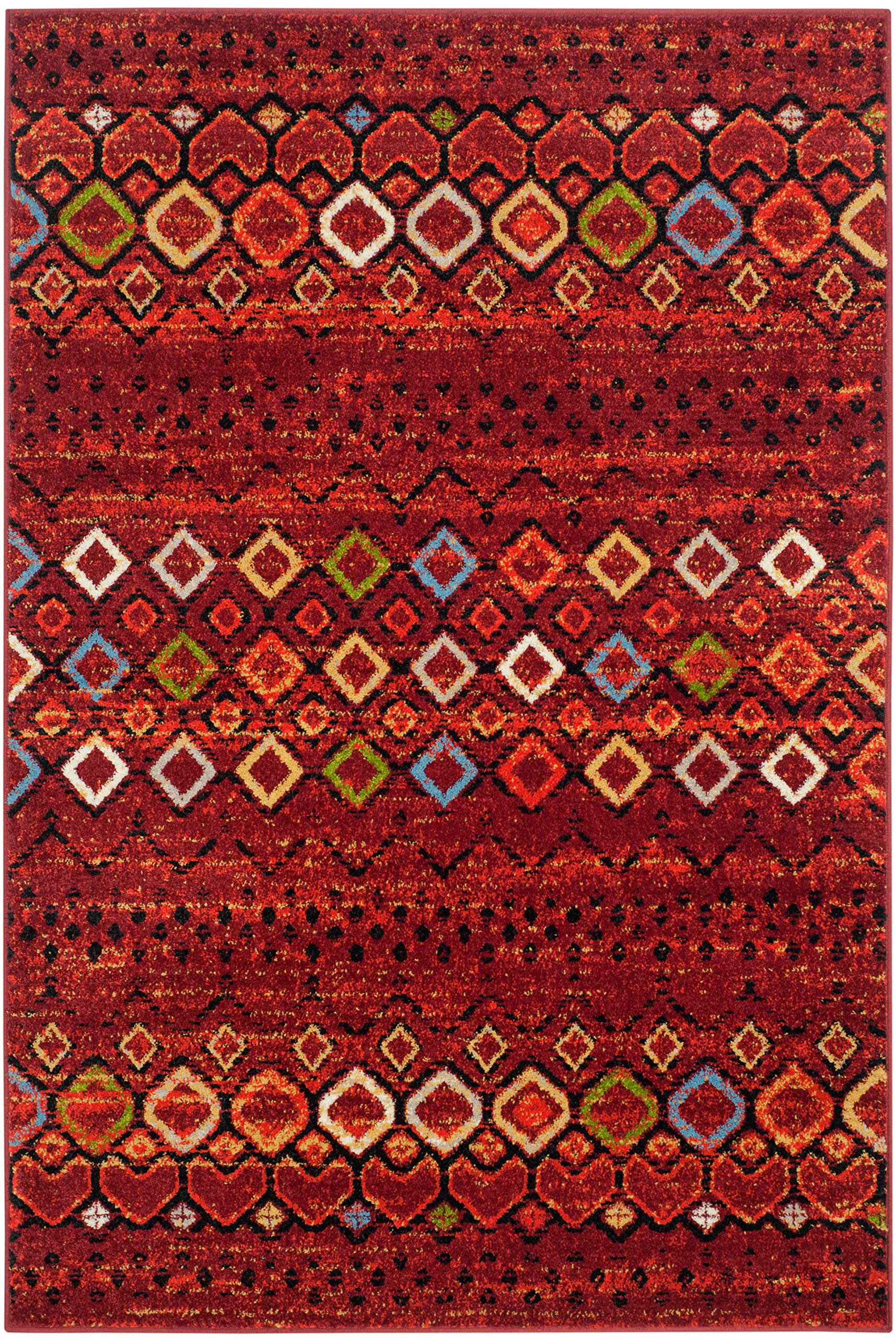 Safavieh Amsterdam Collection Accent Rug - 4' X 6', Terracotta & Multi, Moroccan Boho Design, Non-Shedding & Easy Care, Ideal Fo