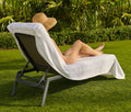 Boca Terry Chaise Lounge Cover - Cotton Terry Cloth Beach Chair Towel - Fitted Beach Towel W Elastic Hood, White