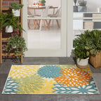 Nourison Aloha Indoor/Outdoor Turquoise/Multicolor 3' X 5' Area Rug, Easy Cleaning, Non Shedding, Bed Room, Living Room, Dining Room, Deck, Backyard, Patio (3X5)