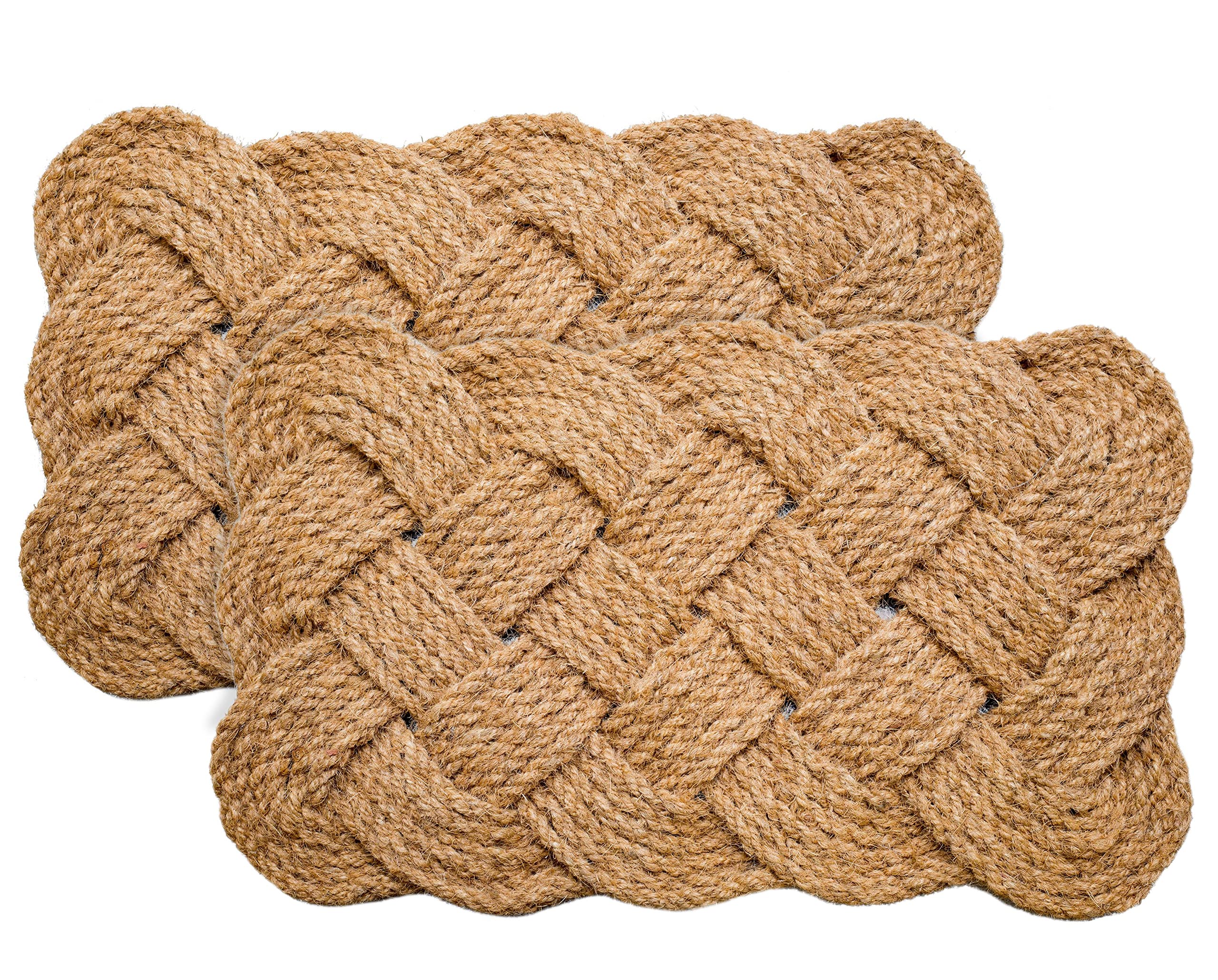 Irongate - Natural Jute Rope Woven Doormat Set Of 2-18X30-100% All Natural Fibers - Eco-Friendly - Classic Interwoven Rope Desig