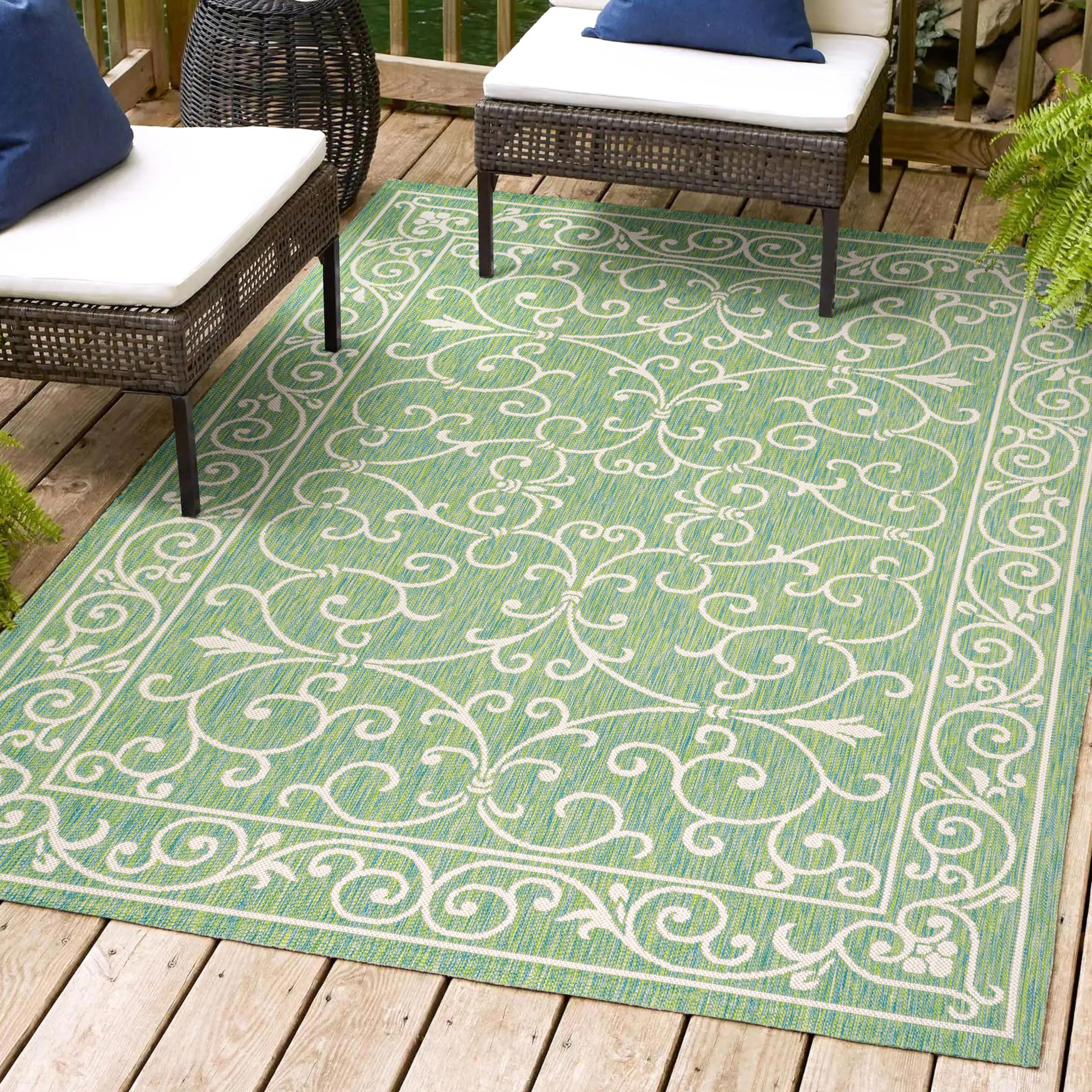 Jonathan Y Smb106K-4 Charleston Vintage Filigree Textured Weave Indoor Outdoor Area-Rug, Classic Traditional Easy-Cleaning,Bedro