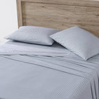 Eddie Bauer Home Sheets Cotton Percale Bedding Set, Crisp & Cool, Stylish Home Decor, Twin Xl, Ticking Stripe Blue/White