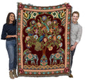 Pure Country Weavers Asian Elephants Blanket - Tree Of Life Gift Tapestry Throw Woven From Cotton - Made In The Usa (72X54)