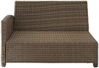 Crosley Furniture Bradenton Outdoor Sectional Left Side Loveseat, 2-Person Wicker Patio Couch for Deck, Brown with Navy Cushions