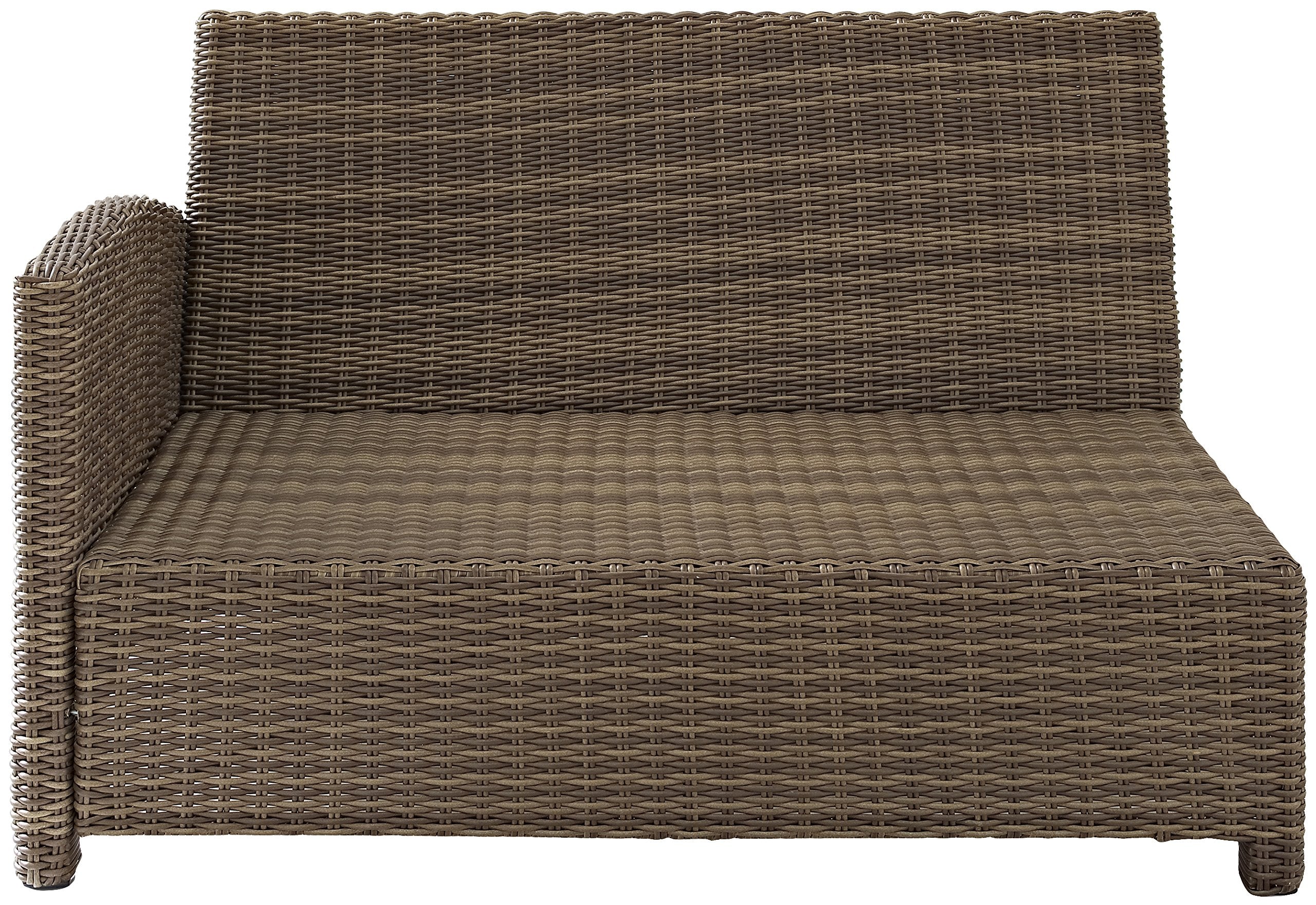Crosley Furniture Bradenton Outdoor Sectional Left Side Loveseat, 2-Person Wicker Patio Couch for Deck, Brown with Navy Cushions