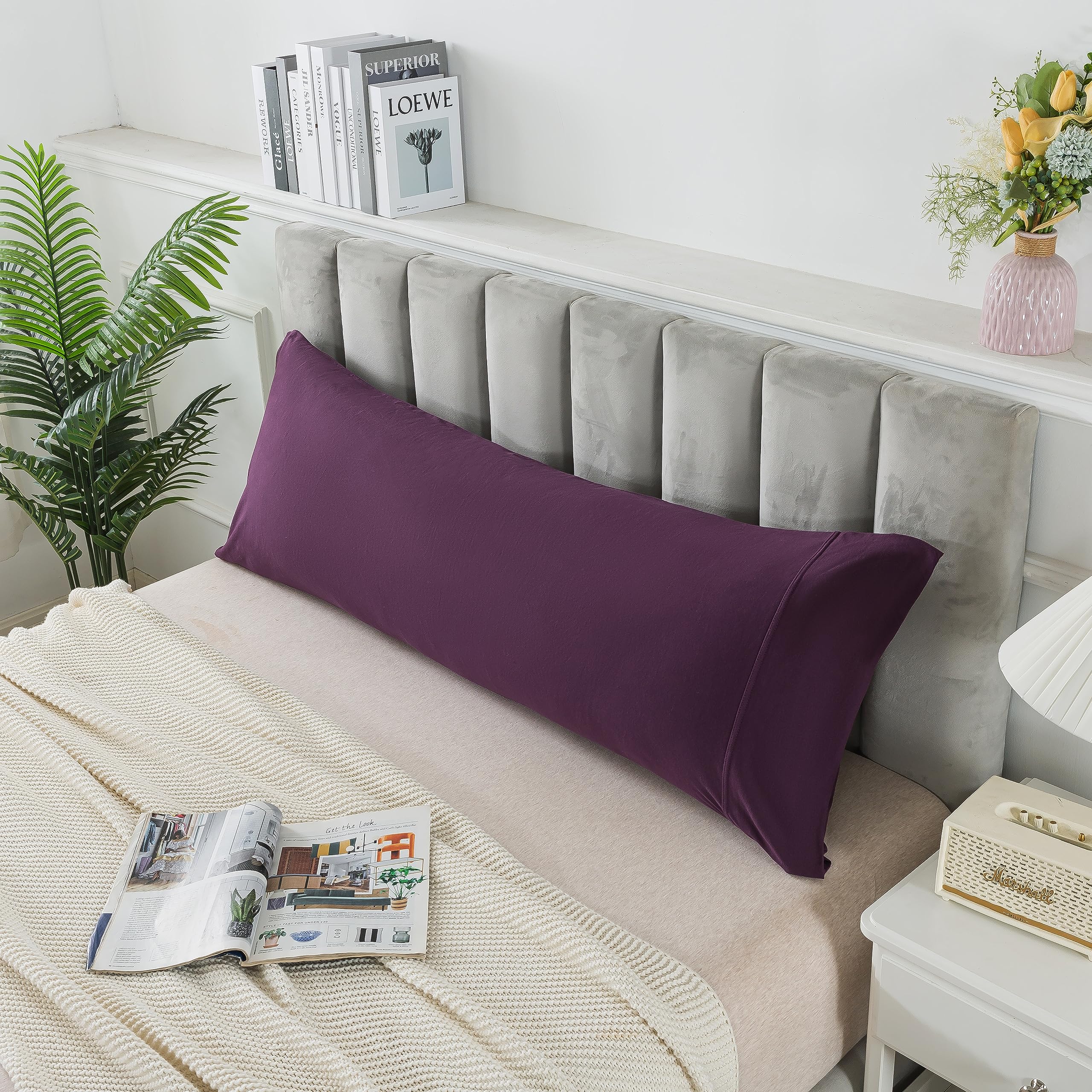 Household 100% Jersey Cotton Pillowcase 20   X54   -Light Weight, Comfortable, Super Soft Pillow Case With Envelope Closure (Dar