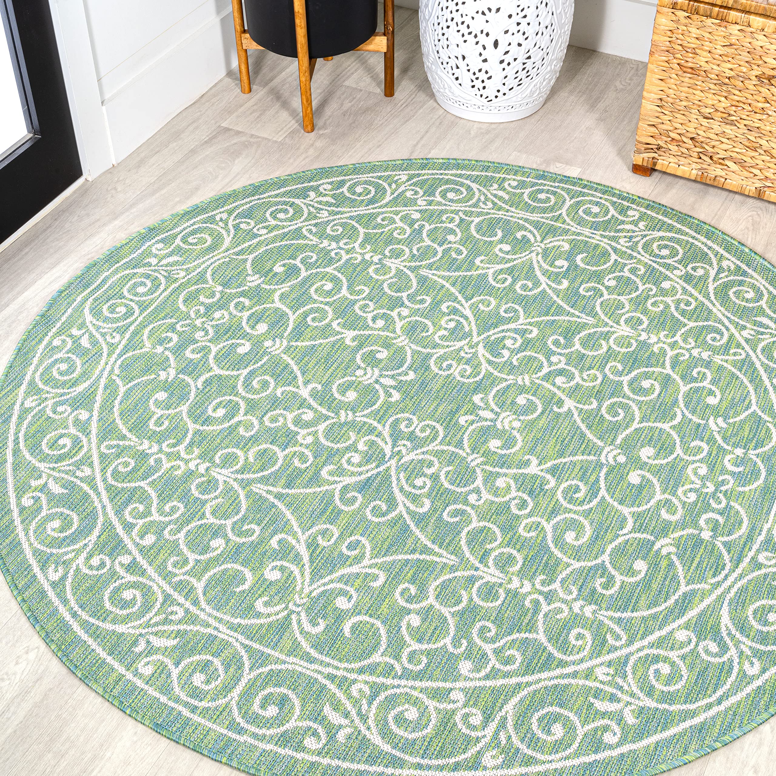 Jonathan Y Smb106K-5R Charleston Vintage Filigree Textured Weave Indoor Outdoor Area Rug, Bohemian Coastal Classic Easy Cleaning