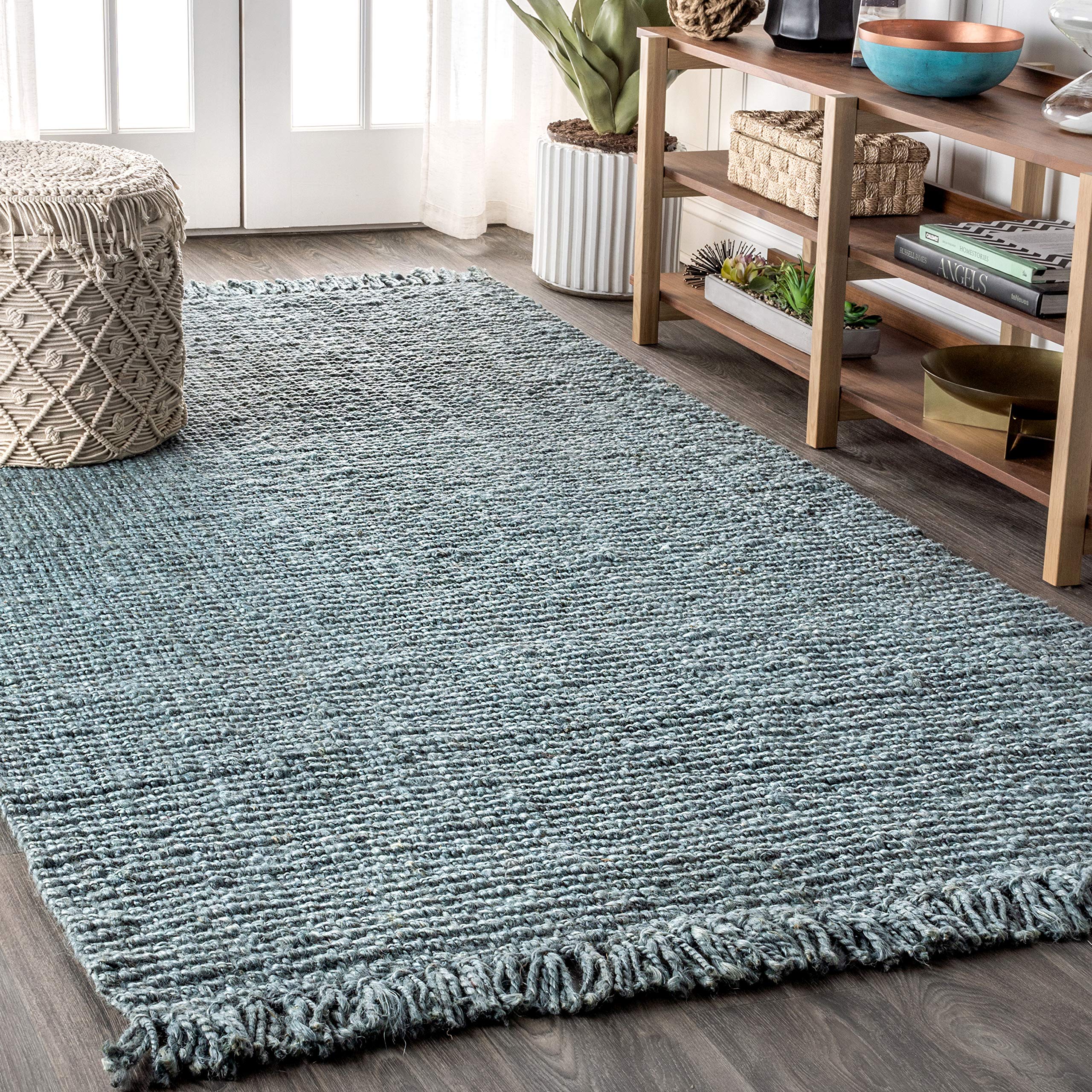 JONATHAN Y NRF103B-9 Pata Hand Woven Chunky Jute with Fringe Area Rug, Bohemian, Rustic, Cottage for Bedroom, Kitchen, Living Ro