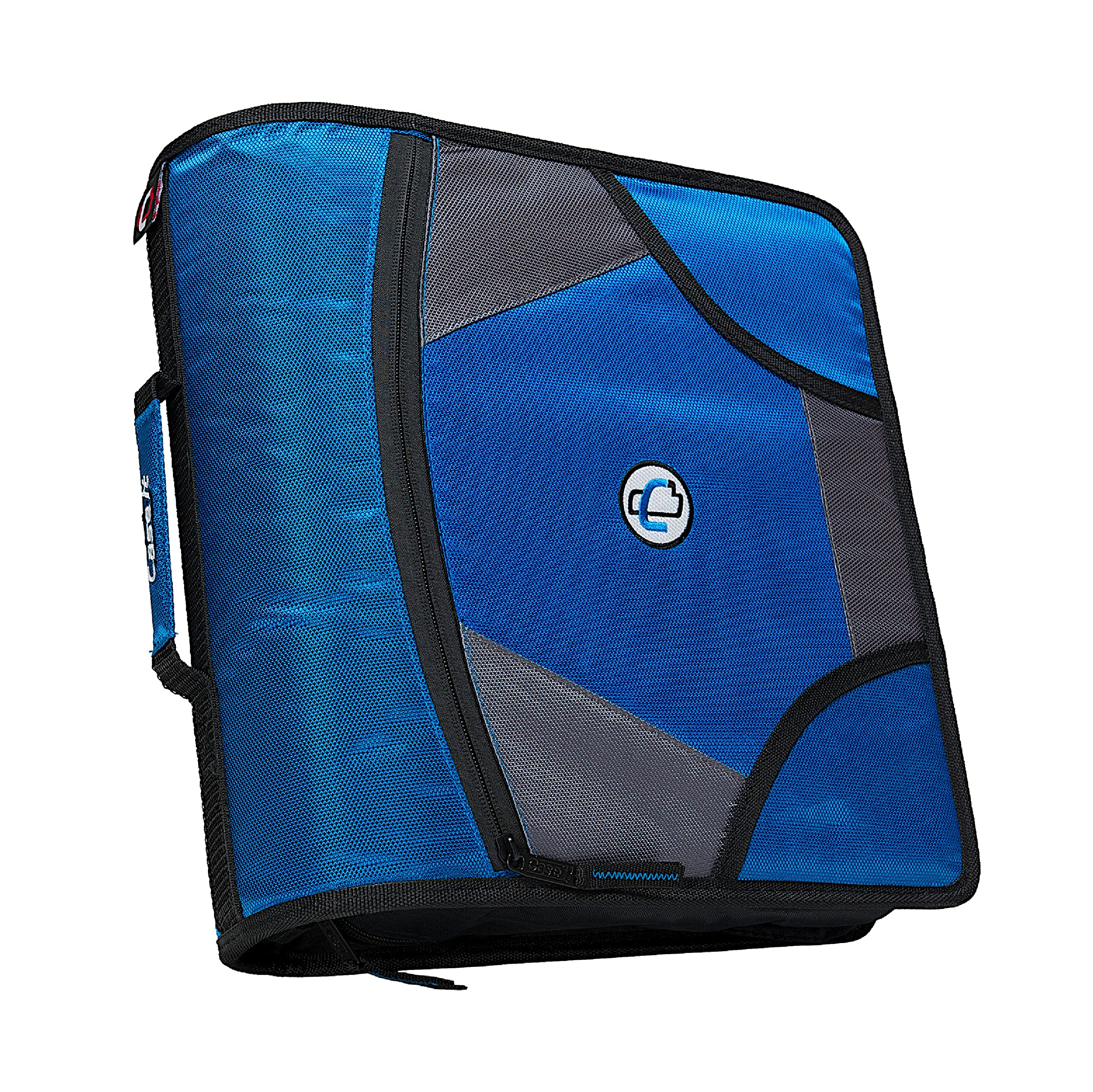 Case It King Size Mighty Zip Tab Binder, 3 Rings, 4' Capacity, 11 X 8.5, Blue