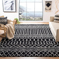 SAFAVIEH Tulum Collection 5 Square Black/Ivory TUL270Z Moroccan Boho Distressed Non-Shedding Living Room Bedroom Area Rug