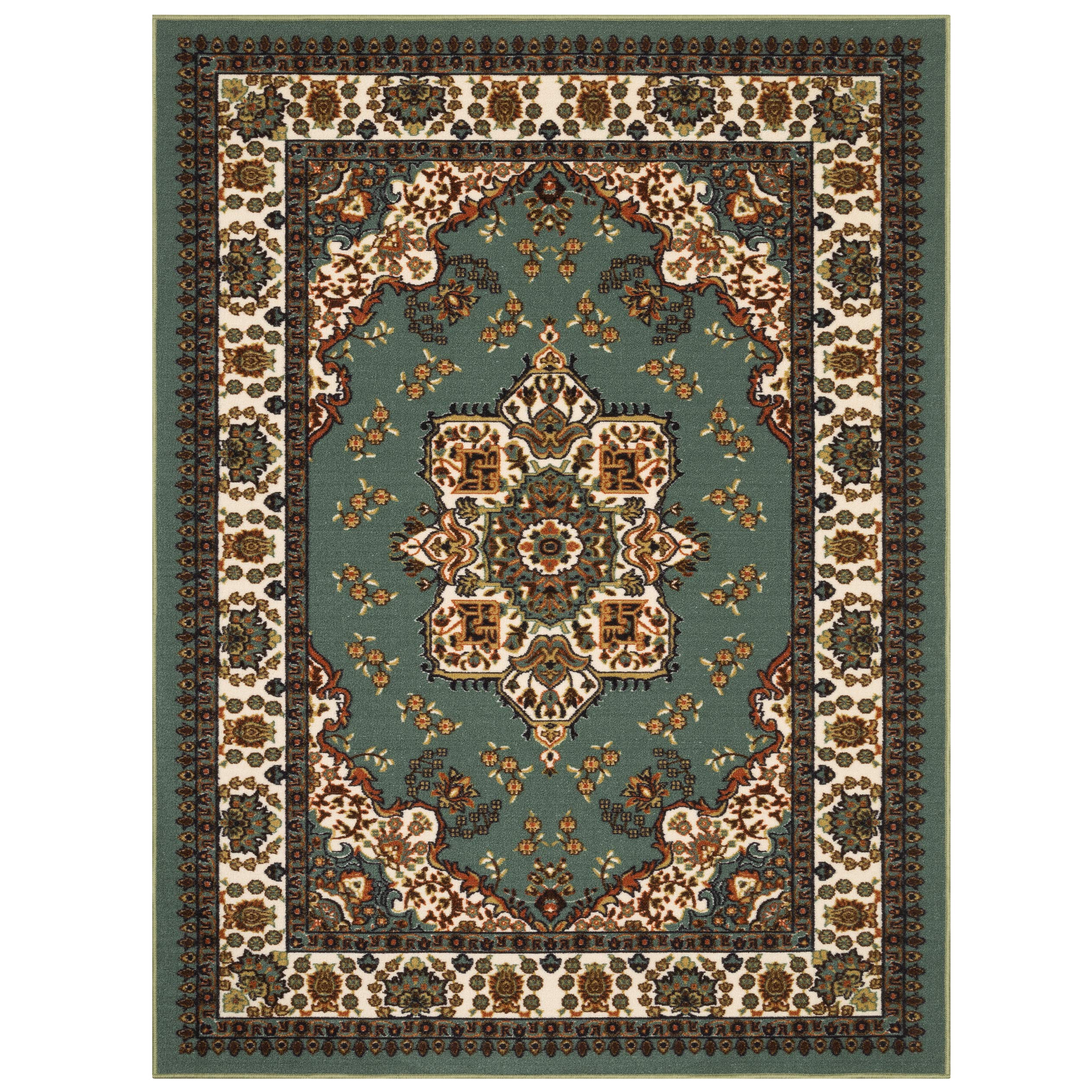 Antep Rugs Alfombras Oriental Traditional 2x4 Non-Skid (Non-Slip) Low Profile Pile Rubber Backing Kitchen Area Rugs (Green, 23 