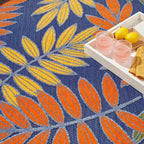 Nourison Aloha Indoor-Outdoor Navy Multicolor 6' X 9' Area Rug, Easy Cleaning, Non Shedding, Bed Room, Living Room, Dining Room, Backyard, Deck, Patio (6X9)