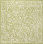Jonathan Y Smb100D-5Sq Tela Bohemian Textured Weave Floral Indoor Outdoor Area Rug, Coastal, Traditional, Transitional Easy Cleaning,Bedroom,Kitchen,Backyard,Patio,Non Shedding, Green/Cream, 5' Square