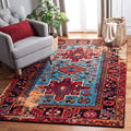 SAFAVIEH Vintage Hamadan Collection 67 Square Red / Light Blue VTH211Q Oriental Traditional Persian Non-Shedding Living Room Be