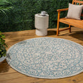 JONATHAN Y SMB106E-9R Charleston Vintage Filigree Textured Weave Gray/Teal 9 Round Indoor/Outdoor Area Rug, Pet Friendly, Non-S
