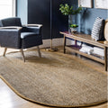 nuLOOM Oval 5x8 Elijah Seagrass Area Rug, Beige, Solid Farmhouse Style, Cotton Bordered, Basketweave, Natural Fiber, For Bedroom