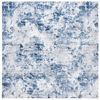 Safavieh Amelia Collection Area Rug - 8' Square, Navy & Grey, Modern Abstract Design, Ideal For High Traffic Areas In Living Roo