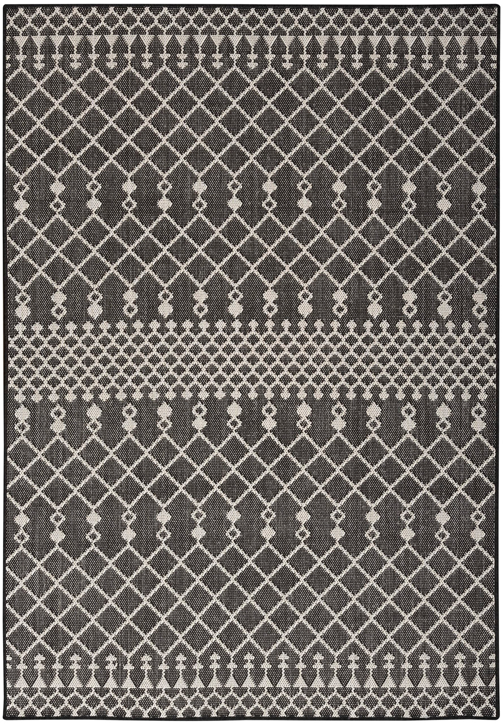 Nourison Positano Indoor/Outdoor Black 4' X 6' Area Rug, Easy Cleaning, Non Shedding, Bed Room, Living Room, Dining Room, Deck, Backyard, Patio (4X6)