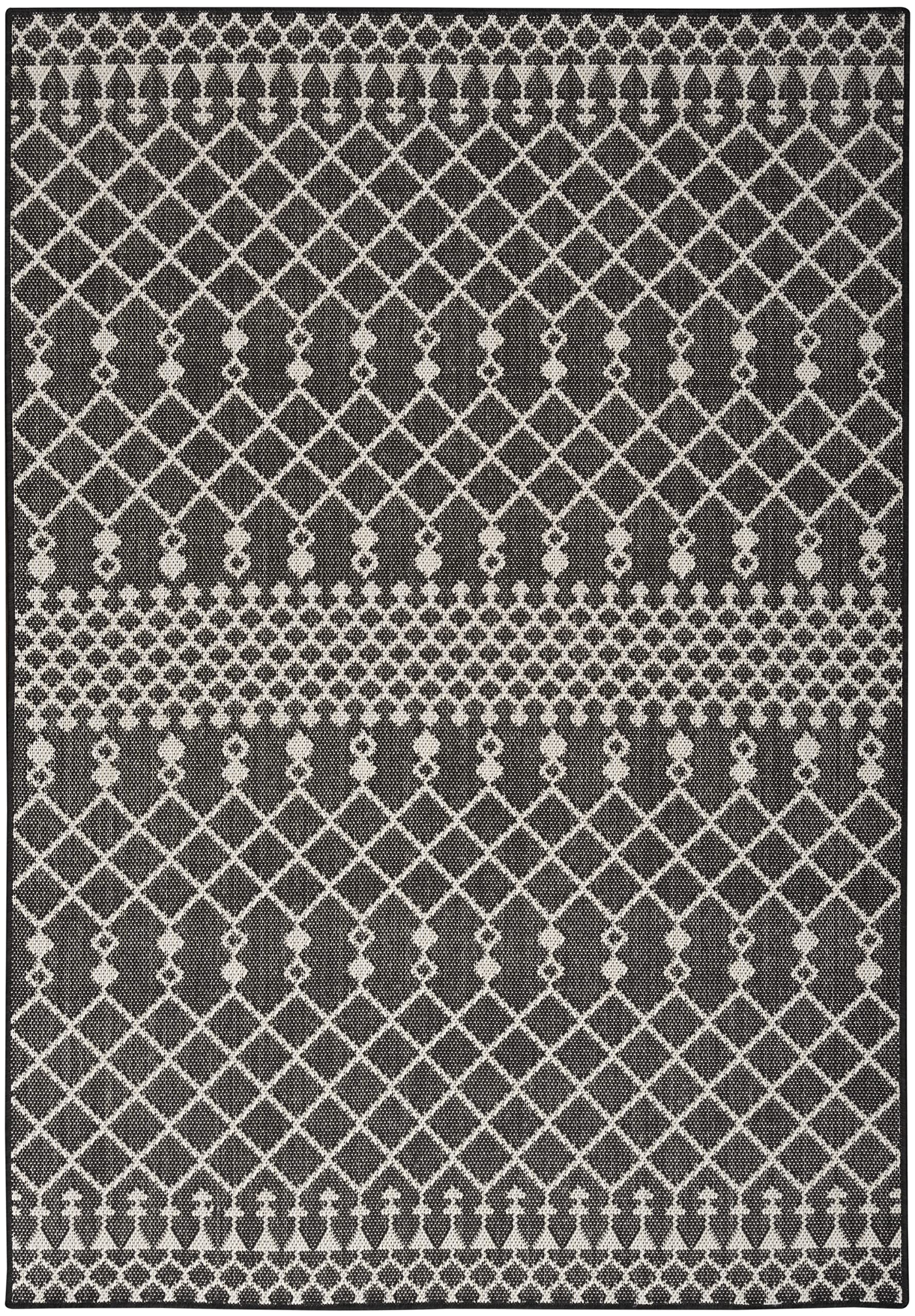 Nourison Positano Indoor/Outdoor Black 6' X 9' Area Rug, Easy Cleaning, Non Shedding, Bed Room, Living Room, Dining Room, Deck, Backyard, Patio (6X9)