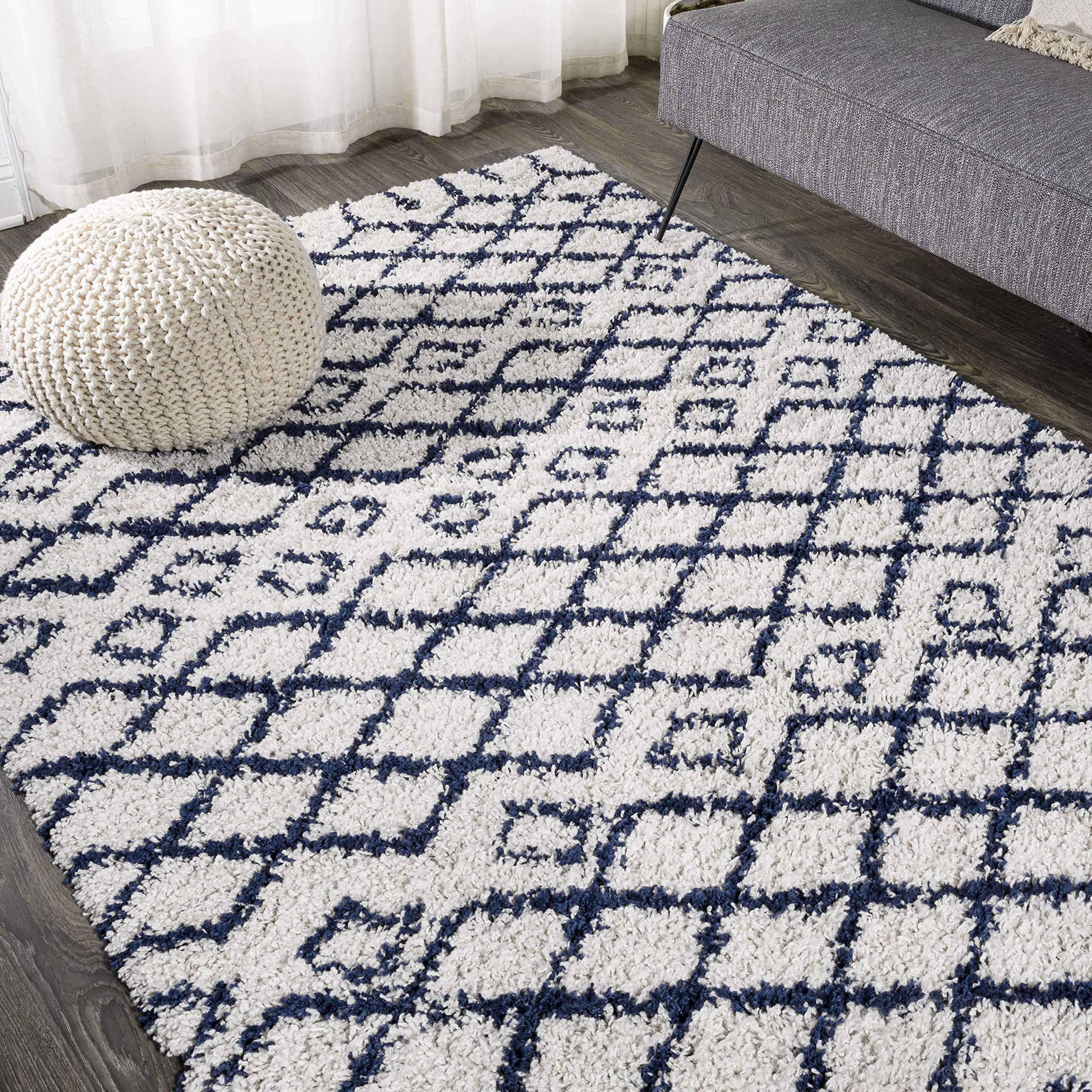 JONATHAN Y SHG104B-4 Sineu Moroccan Diamond Shag Indoor Area-Rug Bohemian Contemporary Modern Geometric Easy-Cleaning High Traff