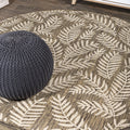 JONATHAN Y SMB119A-9R Nevis Palm Frond Brown/Beige 9 Round Indoor/Outdoor Area Rug, Pet Friendly, Non-Shedding, Stain Resistant