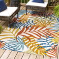 Jonathan Y Amc100B-8 Tropics Palm Leaves Indoor Outdoor Area-Rug Bohemian Floral Easy-Cleaning High Traffic Bedroom Kitchen Backyard Patio Porch Non Shedding, 8 X 10, Cream/Orange
