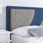 Boyd Sleep Sail Away Upholstered Platform Bed with Headboard and Durable Mattress Foundation with Strong 14 Wood Slat Supports, No BoxSpring Required: Full, Blue/Gray