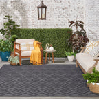 Nourison Versatile Indoor/Outdoor Charcoal/Black 8' X 10' Area Rug, Easy Cleaning, Non Shedding, Bed Room, Living Room, Dining Room, Deck, Backyard, Patio, High Traffic Area (8X10)