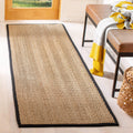 SAFAVIEH Natural Fiber Collection Runner Rug - 26 x 8, Natural & Black, Border Herringbone Seagrass Design, Easy Care, Ideal f