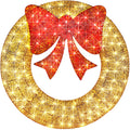 Best Choice Products 48in Pre-Lit Outdoor Christmas Wreath Decoration, LED Metal Holiday Decor for Home w/ 140 Lights, Bow - Gol